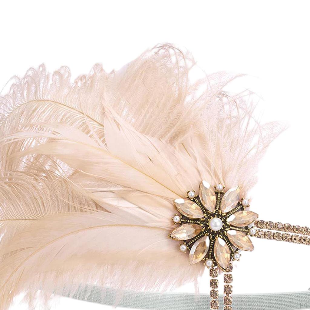 Feather Headband 1920s Headpiece Headwrap Head Chain Hair Accessories Headwear for Stage