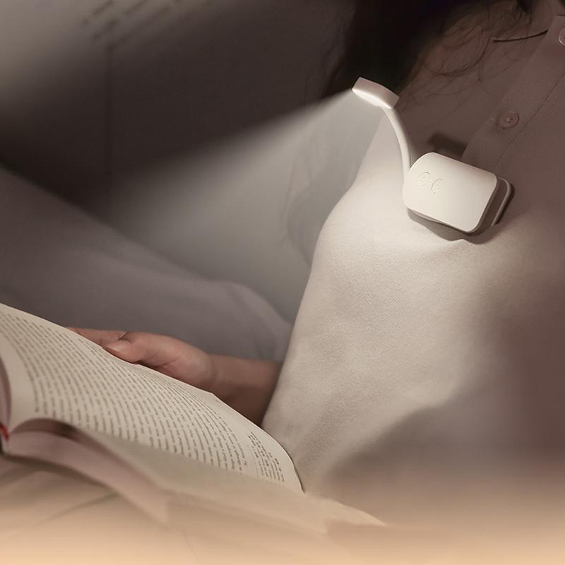 Xiaomi LED Clip Reading Light, USB Rechargeable, 3 Color Temperatures,Perfect for Night Reading, Book/Desk/Collar Usage