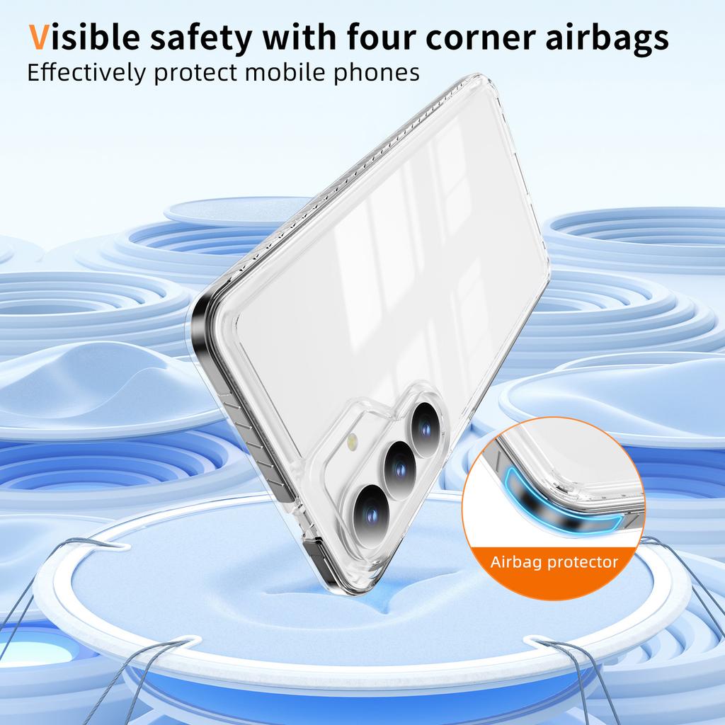 Anti Yellowing Clear Case With 3D Color Strip Airbag Shockproof Raised Lens Protection For Samsung Galaxy S26 S25 S24 S23 Series