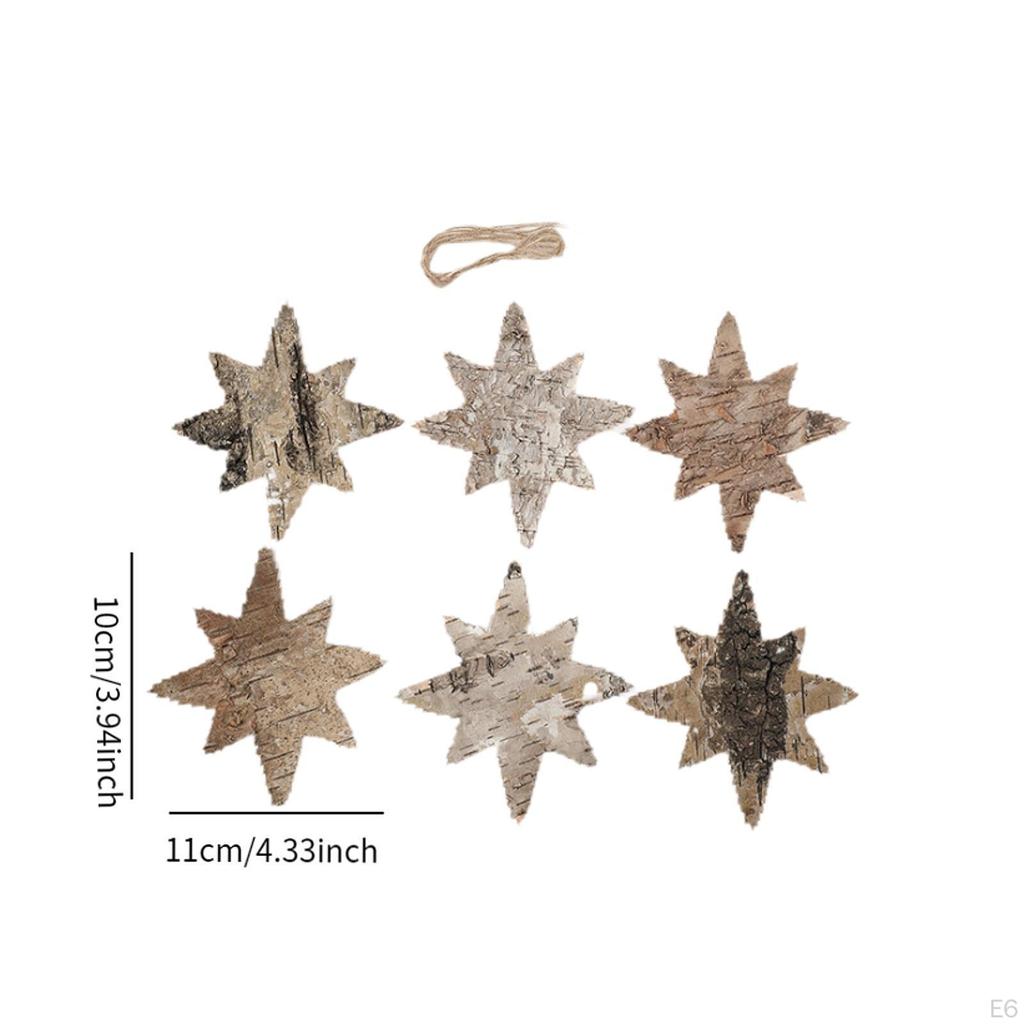 6 Pack Wooden Christmas Hanging Ornaments for Window Living Room Bedroom Farmhouse Decor