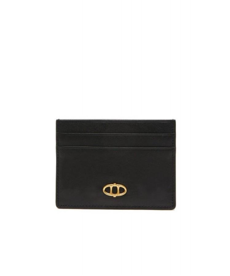 Athe Vanessabruno Black Alexandra Leather Single Card Wallet Aaho6F323Bk