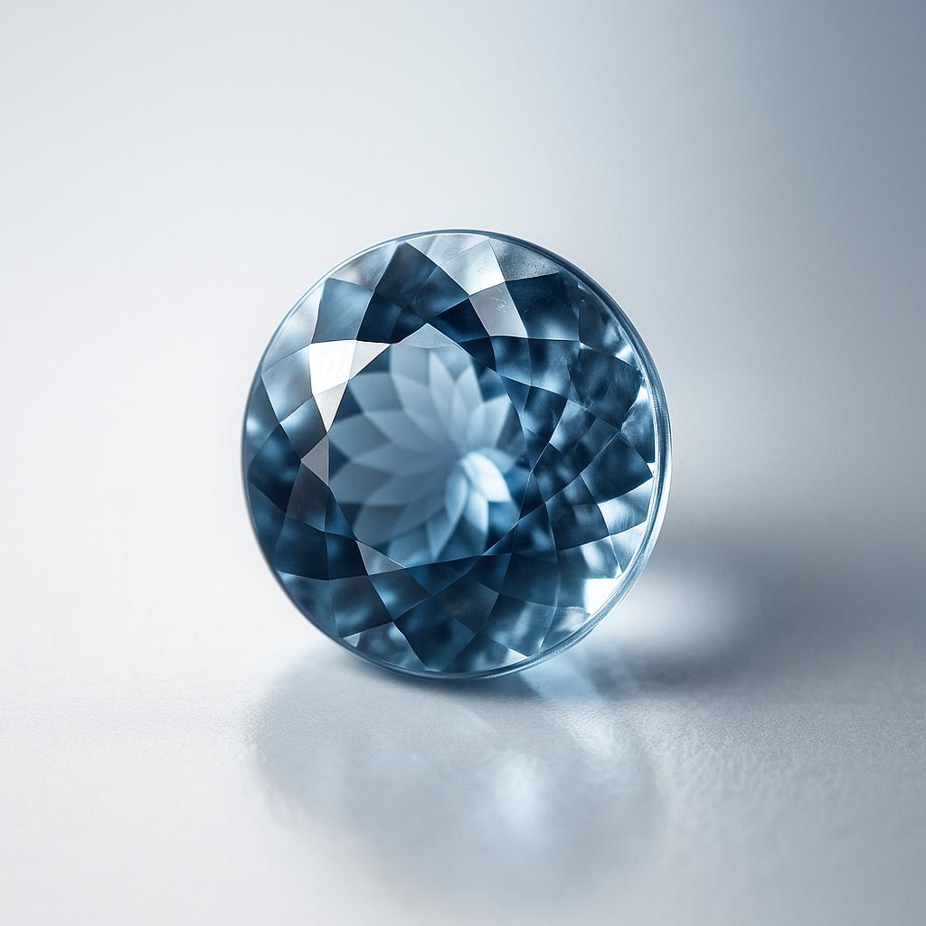 Naturalny akwamaryn, szlif okrągły, kolor oceanu niebieski, certyfikowany, 7,20 ct, luźny kamień szlachetny