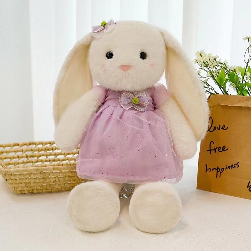 

New Princess Long-Eared Rabbit Princess Cute Princess Style Plush Toy Rabbit Catching Machine Doll Girl Gift Sitting height 23cm Total length 35cm