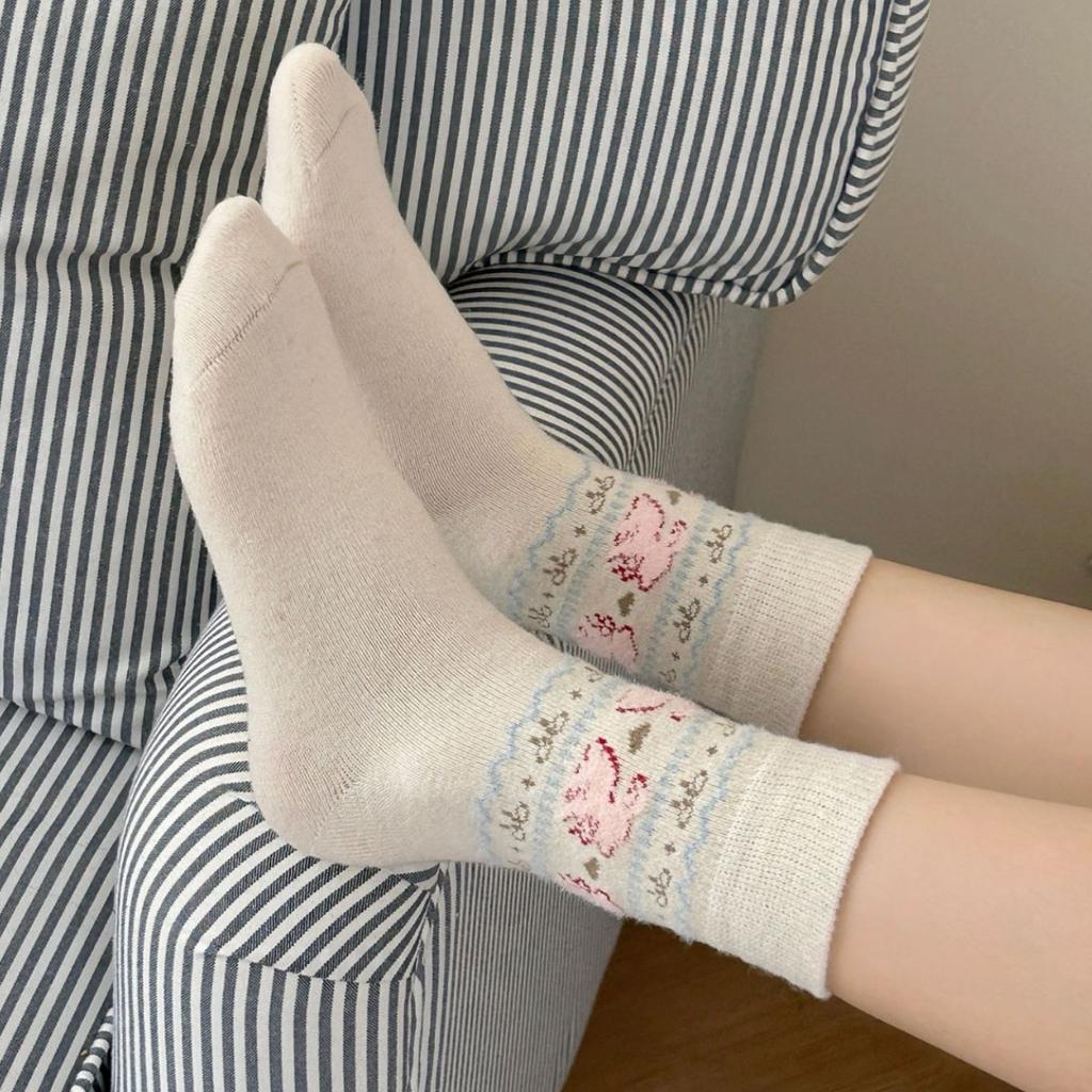 Tutu Bear Bear, Thickened Warm Cartoon Medium Tube Socks Wool Socks Stacking Socks Children