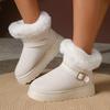 Fashion Fashion Metal Belt Buckle Fur Snow Boots Women 2025 Winter Warm Furry Ankle Boots Fashion Non Slip Thick Bottom Booties Size 42