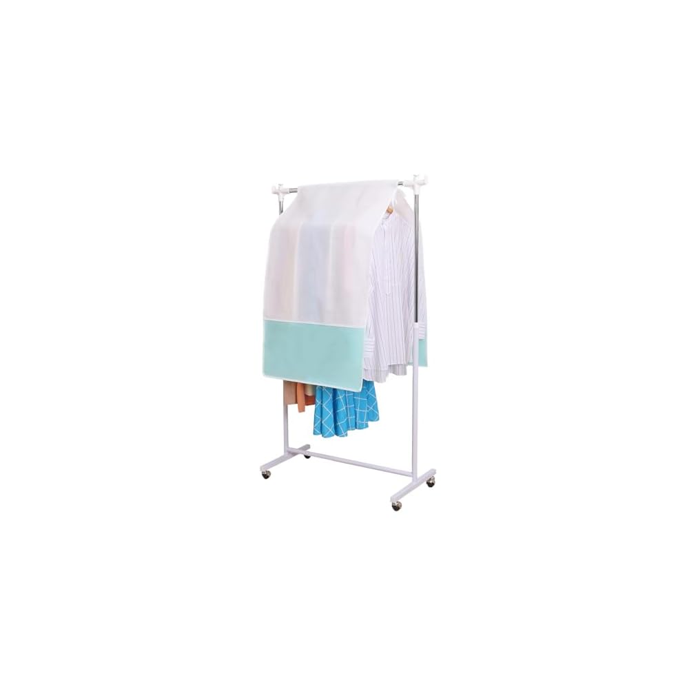 Astro Hanger Rack Cover, White x Light Green, Dehumidifying Garment Cover, Dustproof, Breathable