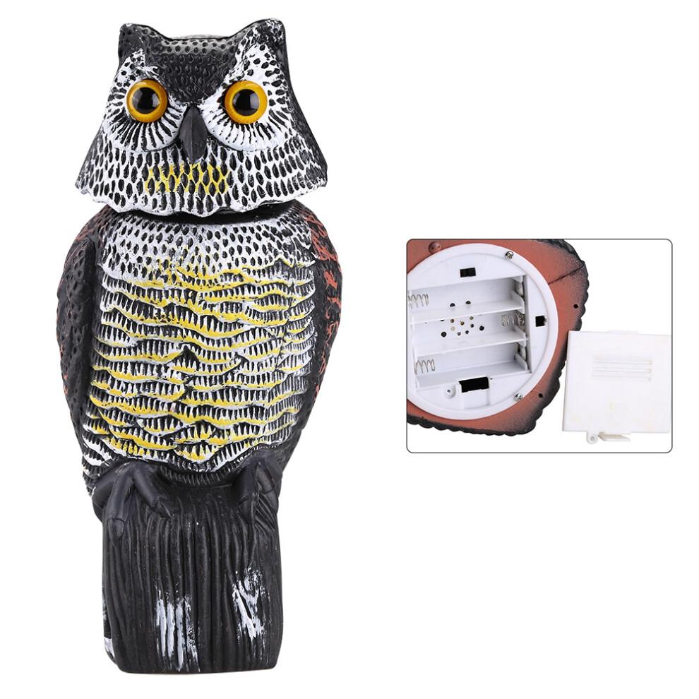 Tête de hibou rotative à 360 pour repousser les oiseaux dans les jardins, répulsif à oiseaux avec des détails réalistes et une construction