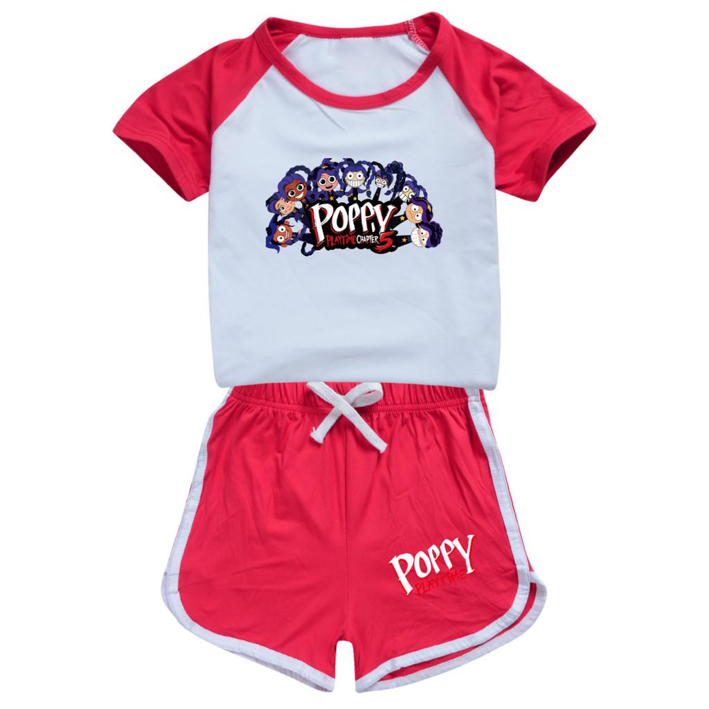 5633 Kids Girls Casual Sport Lily Lovebraids Print T-shirt Shorts Tracksuit Sets 100cm красный