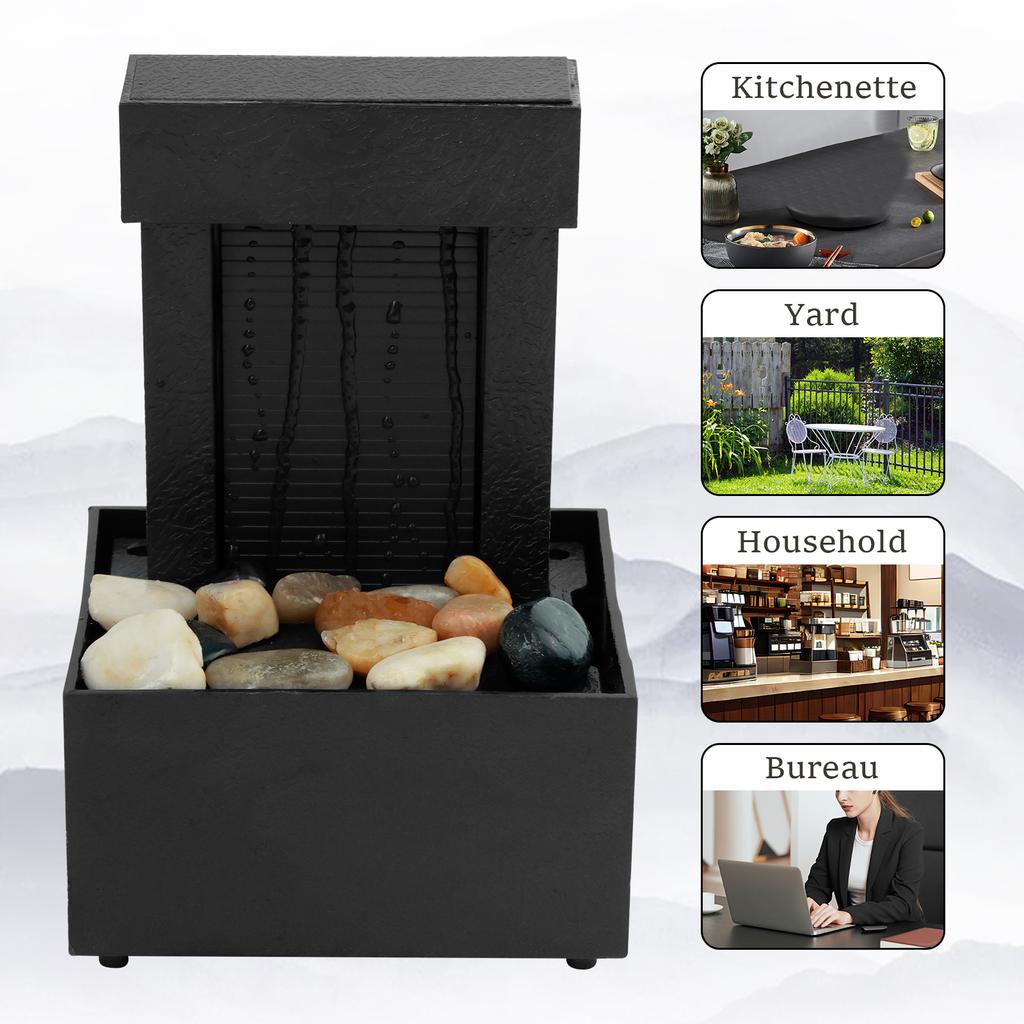 Tabletop Fountain with Light Mini Indoor Water Fountain Feature Zen Meditation Fountain Ornament for Table Office Home Decoratio