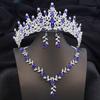 3 pcs Pink Bridal Jewelry Sets for Women Crown Flower Choker Necklace Earring Wedding Tiara Bride Costume Accessories