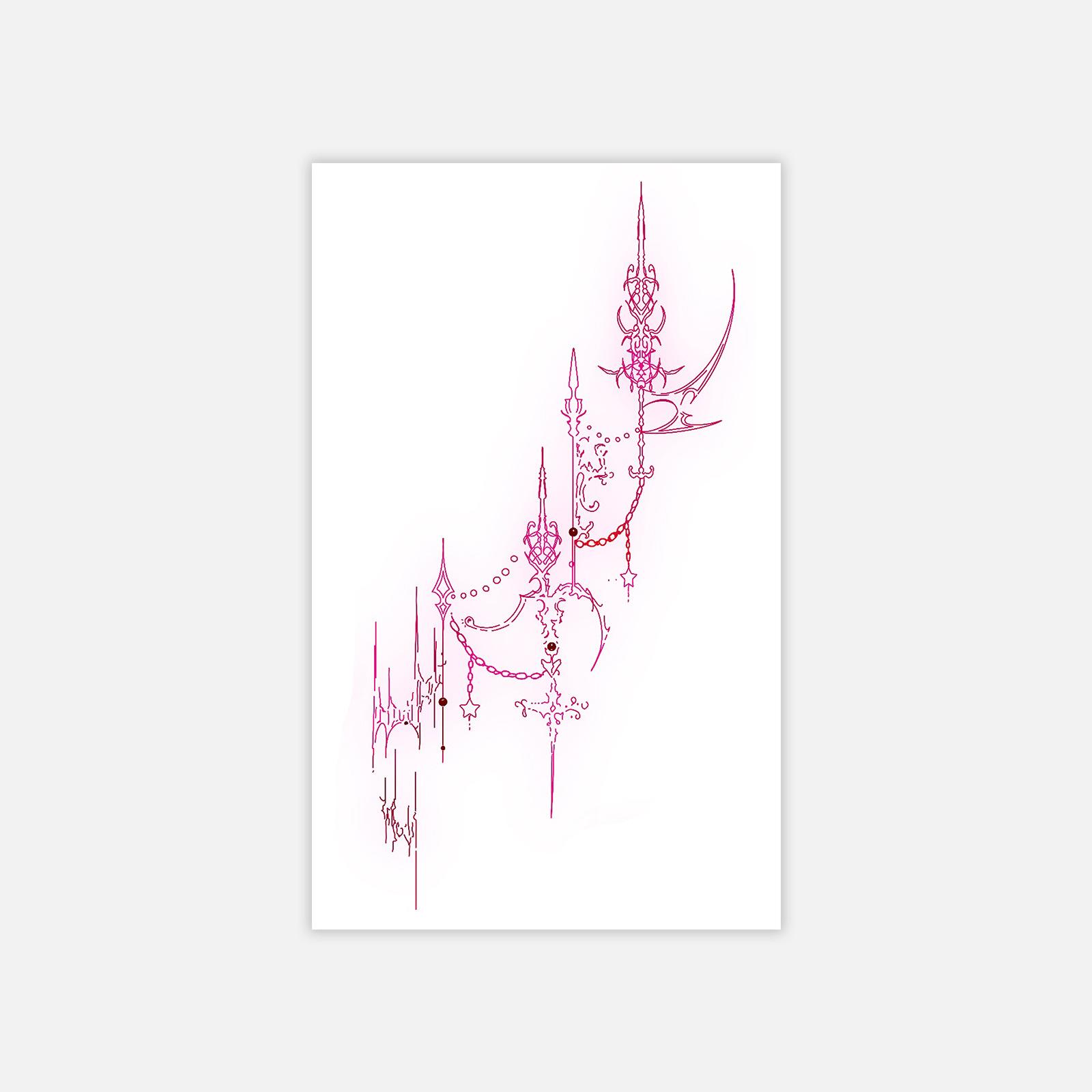 Pink Bramble Chain Print Tattoo Sticker Premium Dark Waterproof Lasting Tattoo Sticker 11*18