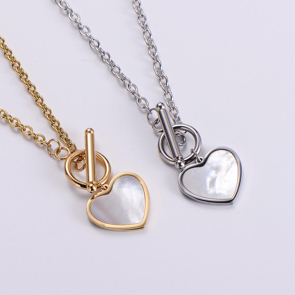 Stainless Steel Toggle Clasp Heart Necklace and Earring Jewelry Sets for Women