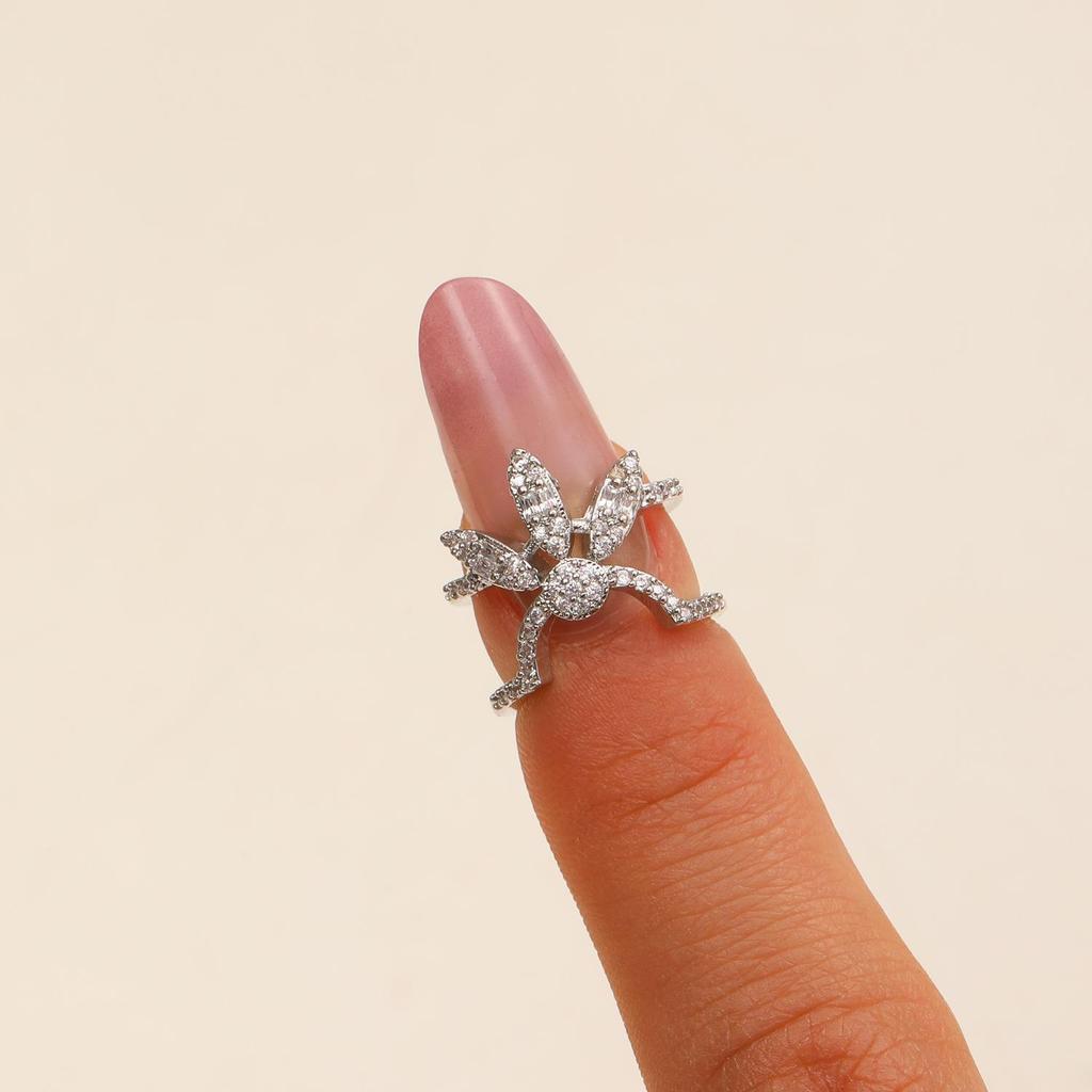Women's Copper Inlaid Zirconia Manicure Ring – Detachable & Stylish