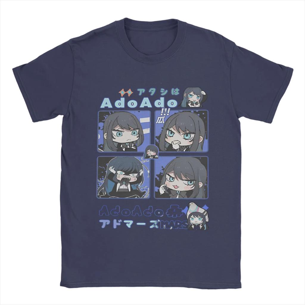 Ado Graphic Print Autumn Pure Cotton Men's and Women's T-shirt Short Sleeve Street Fashion Trend Clothing Kawaii