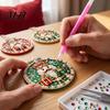 Festive Rhinestone Pearl Pendants 12Pcs DIY Christmas Painting Ornament Kit, Faux Kits Art Hanging Decor for Adults, Holiday Tree Wreath Mantel Craft