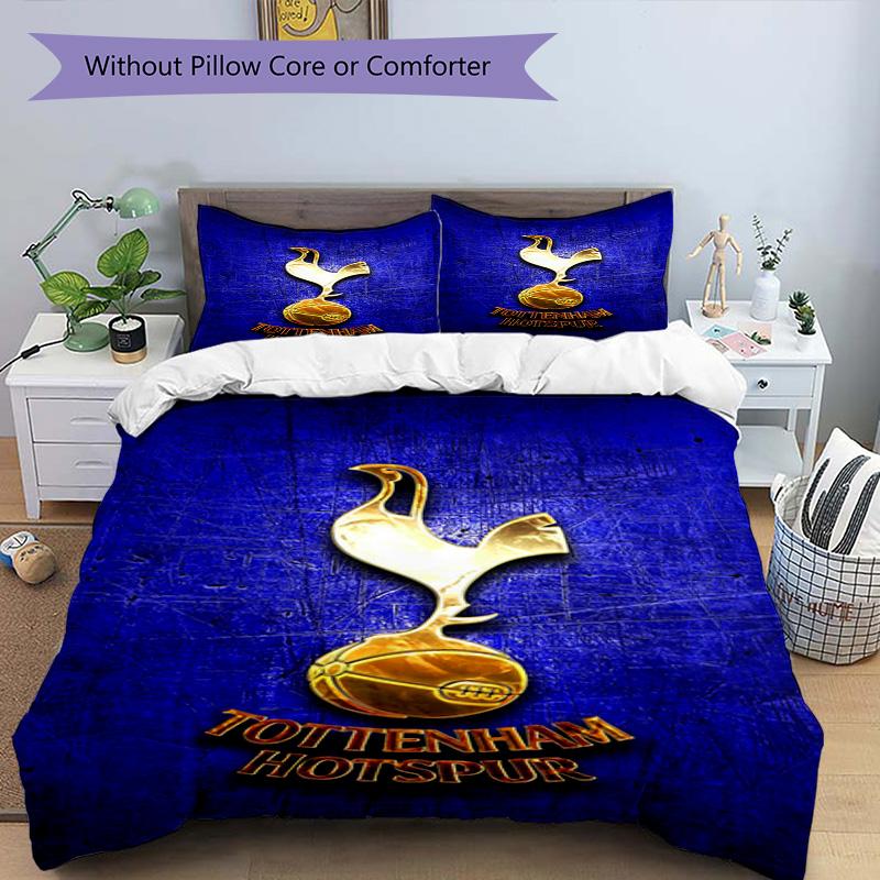 Tottenham Hotspur F.C Design Muster Bettbezug-Set – enthält 1 Bettbezug und 2 passende Kissenbezüge Schlafzimmerdekoration Weihnachtsgeschenke