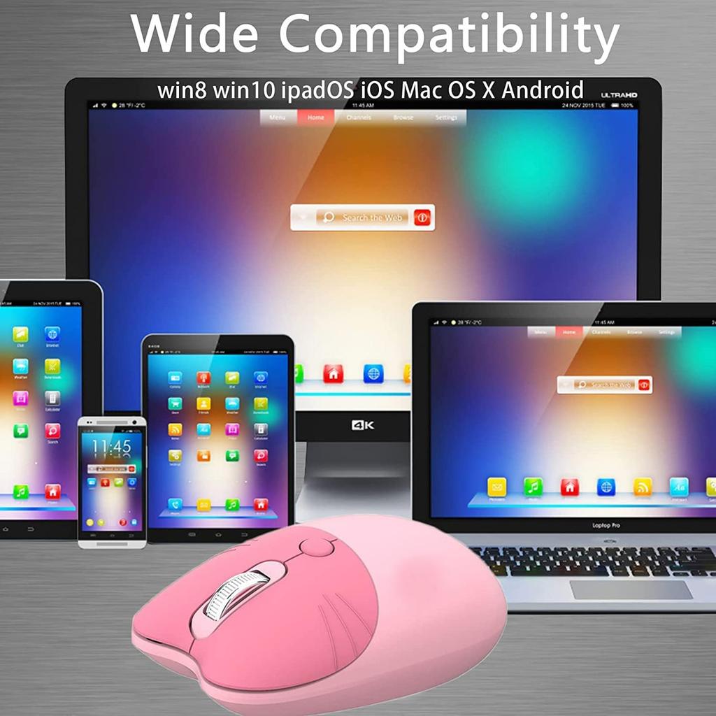 USB Trådløs Mus Søt Katt 3DPI Høy for Kvinner og Kompatibel med og MacBooks 2.4Ghz M3, Design, Stille, Energibesparende, Moduser, Presisjon, Stilig,