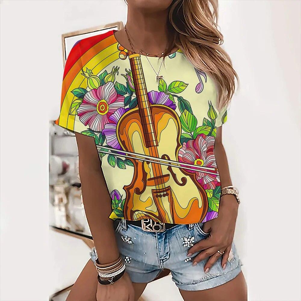 Летние модные футболки с 3D принтом виолончели — фото 11