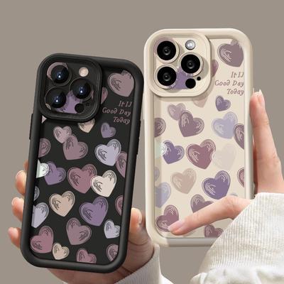 Cute Love Heart Phone Case For iPhone 16 Pro Max Shockproof TPU Soft Silicone Cover Coque For iPhone 15 Pro Max 14 13 12 11 Phone Case