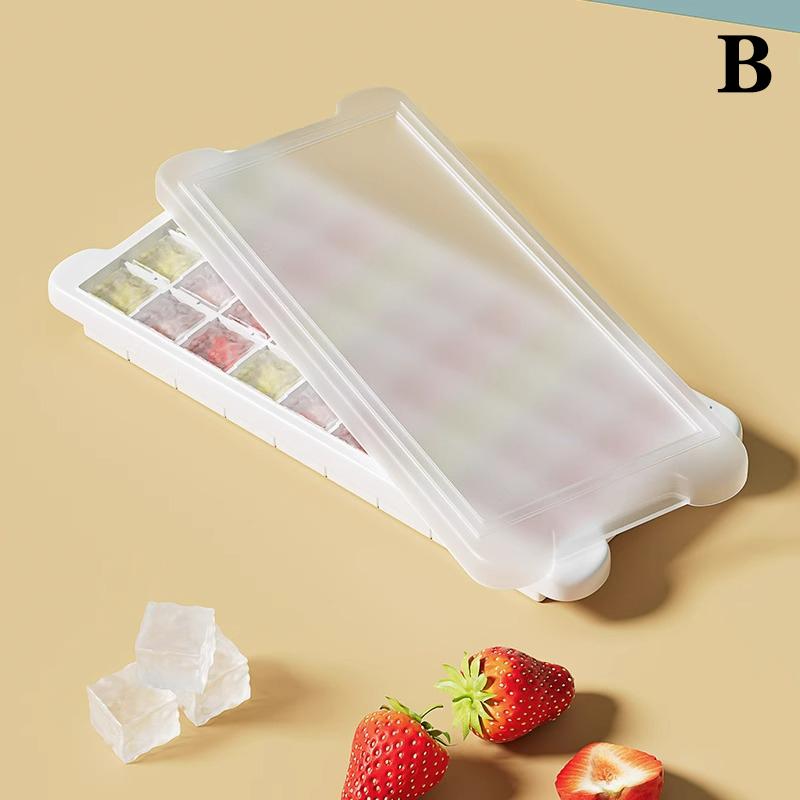 24/36 Grid Ice Tray White With Lid Homemade Silicone Ice Cube Mold Press Easy Demoulding Home Ice Box