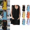 Women Sexy V Neck Sleeveless Pocket Blouse Shirt For Effortless Style And Comfort