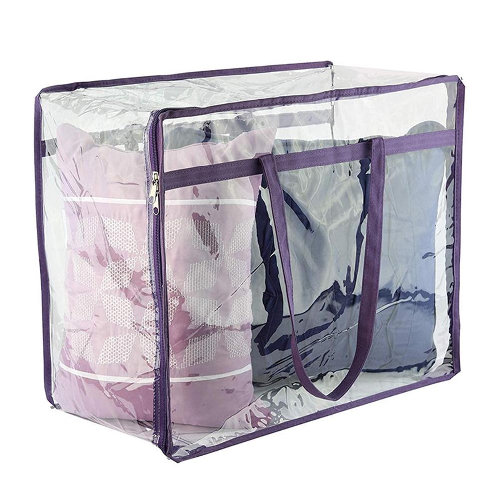 Large Capacity Clear Under Bed Storage Bag Container for Clothes Sheets Quilts Waterproof Lining Smooth Zipper Reinforced Handle