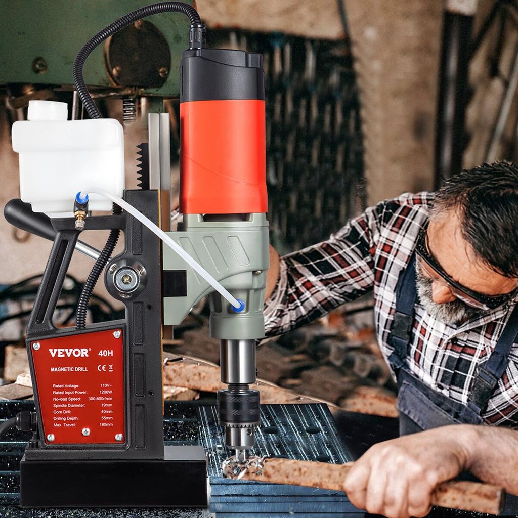 Magnetic Drill, 1200W 1.57" Boring Diameter, 2922lbf/13000N Portable Electric Mag Drill Press with Variable Speed, 580 RPM Drilling Machine for Any