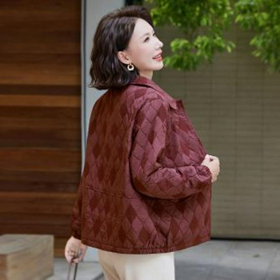 Elegant Spring Lapel Jacket for Middle-Aged Women - Fashionable, Casual, and Noble Style XL красный