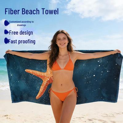 Serviette de plage en microfibre personnalisable à séchage rapide avec design imprimé - Serviette de bain épaisse et grande pour la natation et le fitness