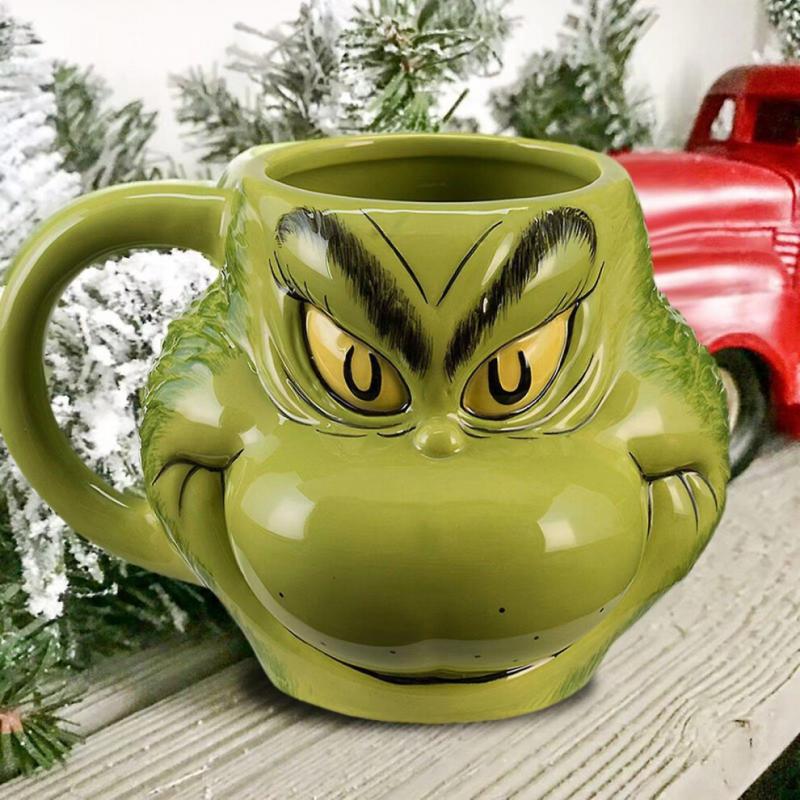 Qiqu Cup Grinch Big Belly Cup Sculpted Ceramic Mug
