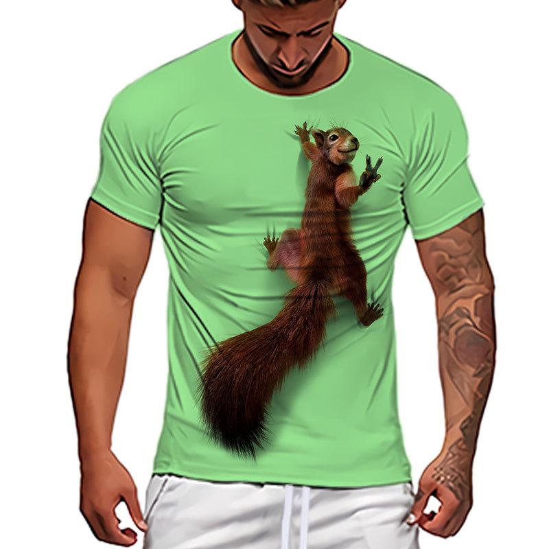 Cute Squirrel Animal 3D Printed Pattern Street Style Men's Casual T-shirt