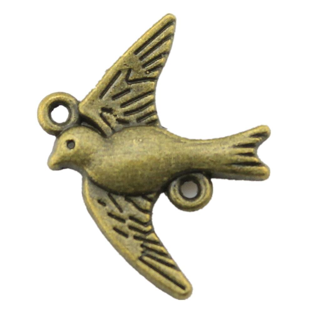 

20 шт., подвески с разъемом для птиц, подвески, античная бронза, цвет цинкового сплава, 21X17 мм