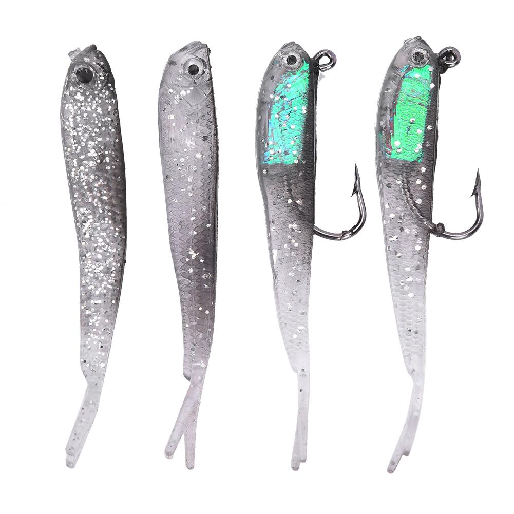 

20 шт. Мягкая рыболовная приманка серого цвета с крючком без крючков, комплект искусственных приманок для пресной воды