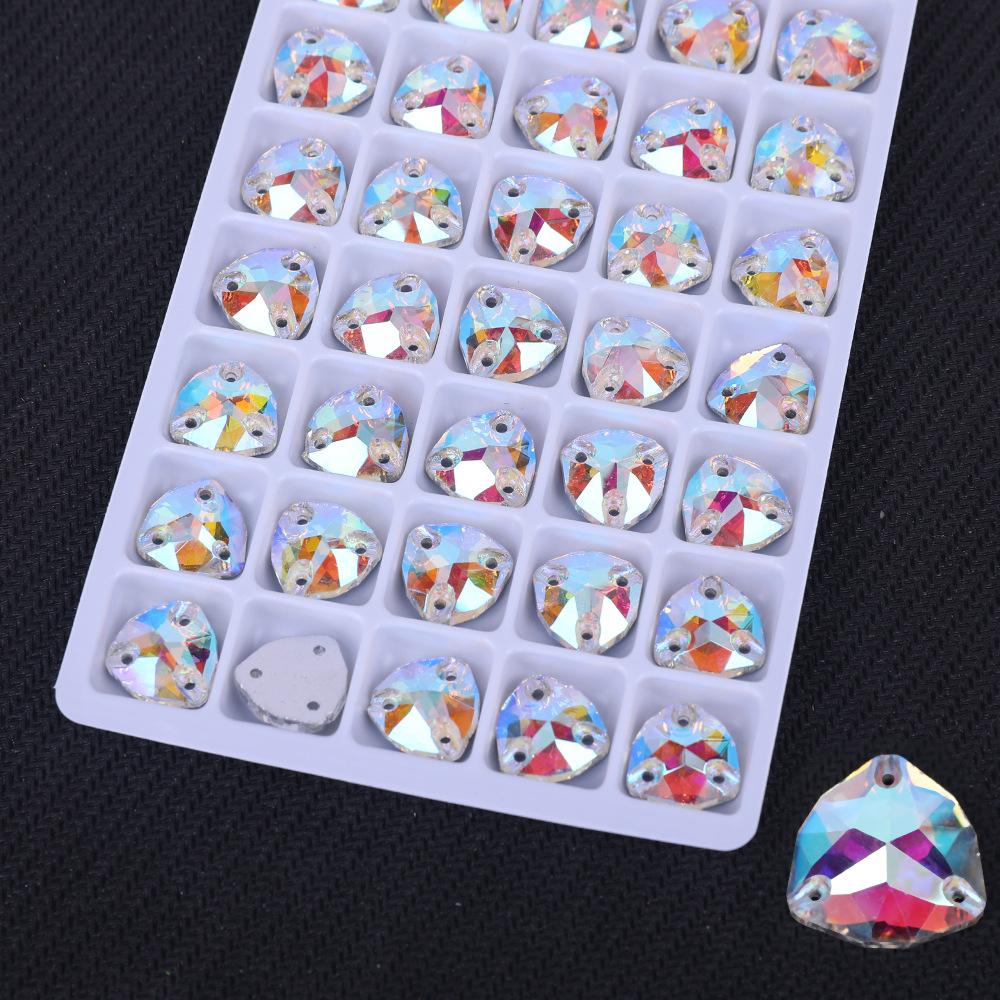 Fat Triangle Flat Bottom Hand Sewn Drill, Fat Triangle Ab Glass Flat Buckle Rhinestone Jewelry Accessories Diy Clothing Accessories
