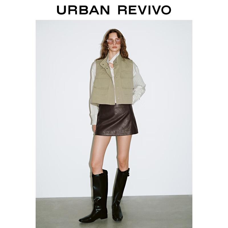 UR Women's Simple Workwear Stand-Collar Cotton Vest