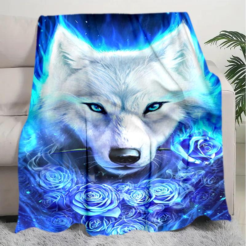 1PC Wolf Elements printed blanket, all season lightweight home office outdoor nap multifunctional blanket A8
