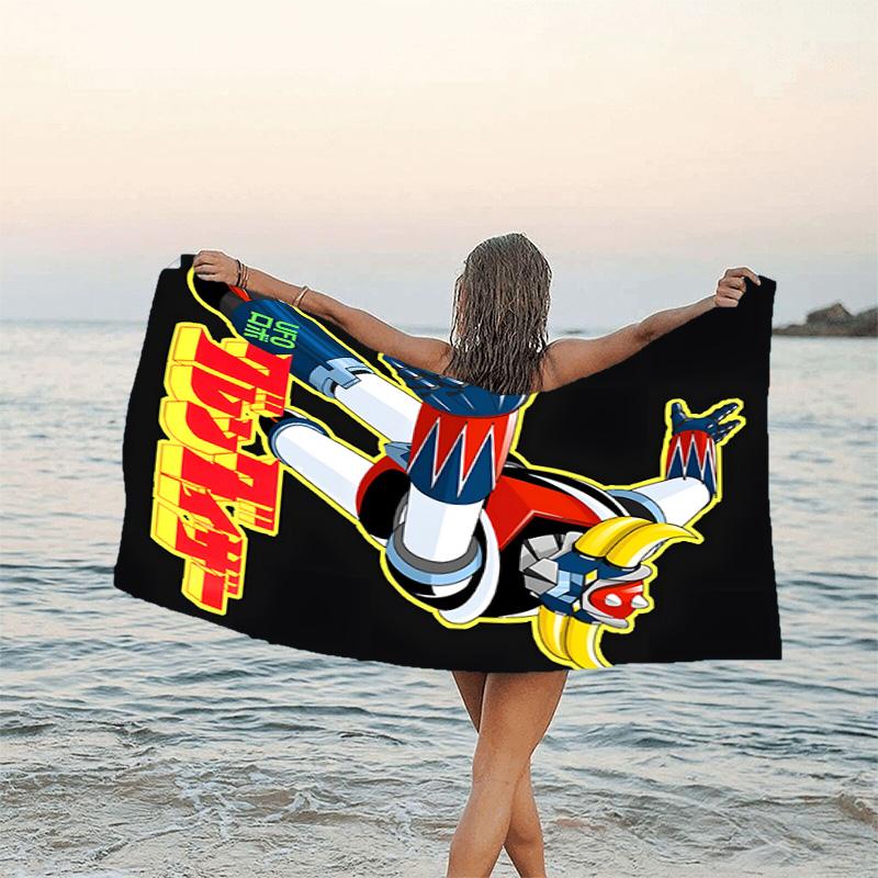1pc UFO Robot Grendizer2 Beach Towel, Beach and Seaside Swimming Pool Equipment, Fashion Pattern, Rectangular, Travel Essentials