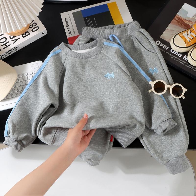 

2 шт./компл. Детские комплекты толстовок Детские костюмы с длинным рукавом для мальчика и девочки Повседневный пуловер + брюки Весна Осень Подростковый спортивный костюм 80 серый