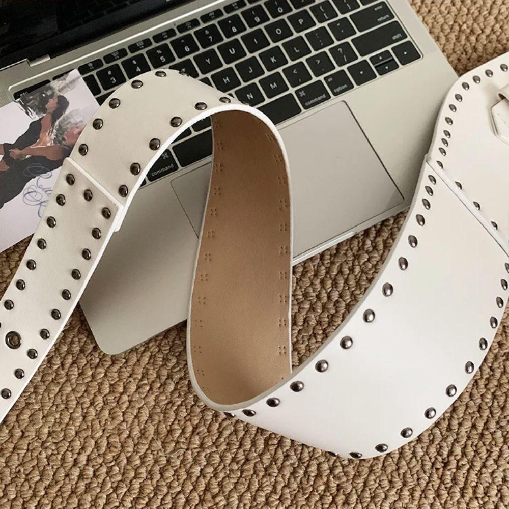 Punk Style Rivet Waist Belt Gothic Dress Jeans Belt Vintage Wide Women's Belt  Spicy Girls