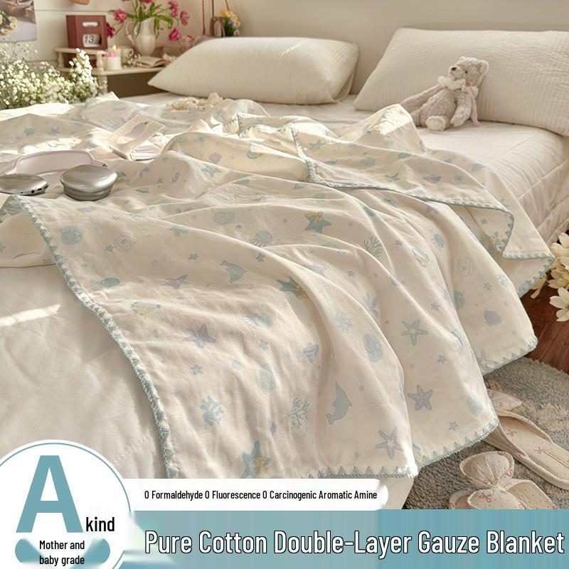 Pure Cotton Double Layer Gauze Summer Blanket for Kids and Adults