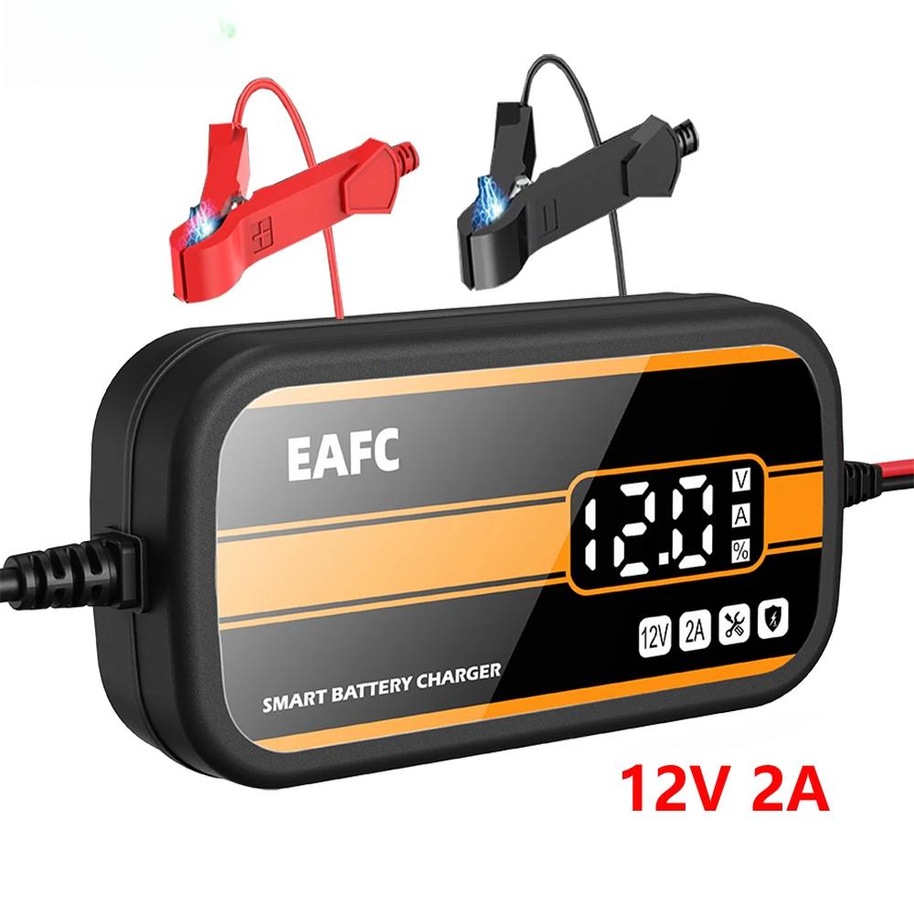 Chargeur de Batterie de Voiture 12V 2A Portable avec Affichage Numérique Charge Rapide Accessoires de Voiture Outil de Réparation d'Impulsion pour Moto Camion Auto