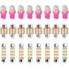 24PCS Car LED Dome Interior Bulb Light Kit, T10 31mm 41mm Bulb Vehicle Light Replacement Kit, Automotive Interior Map License Plate Trunk Light Set,
