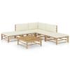 Day and Night - Day and Night Garden Furniture Set 6 Pieces Bamboo and Cream White Cushions