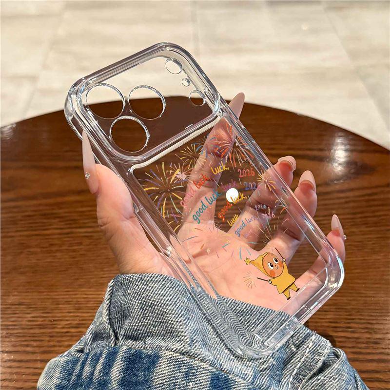 

Compatible with iPhone 17 Pro Max Case - New Year Fireworks & Stars Design, Transparent iPhone 12 Pro