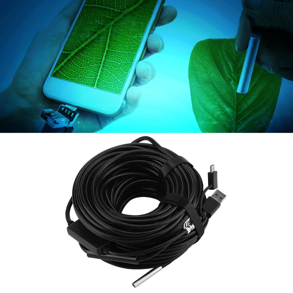 20-Meter 5.5mm USB Endoscope with 720P Water Proof Camera for Pipe Car Inspection USB Inspection Camera Flexible Endoscope