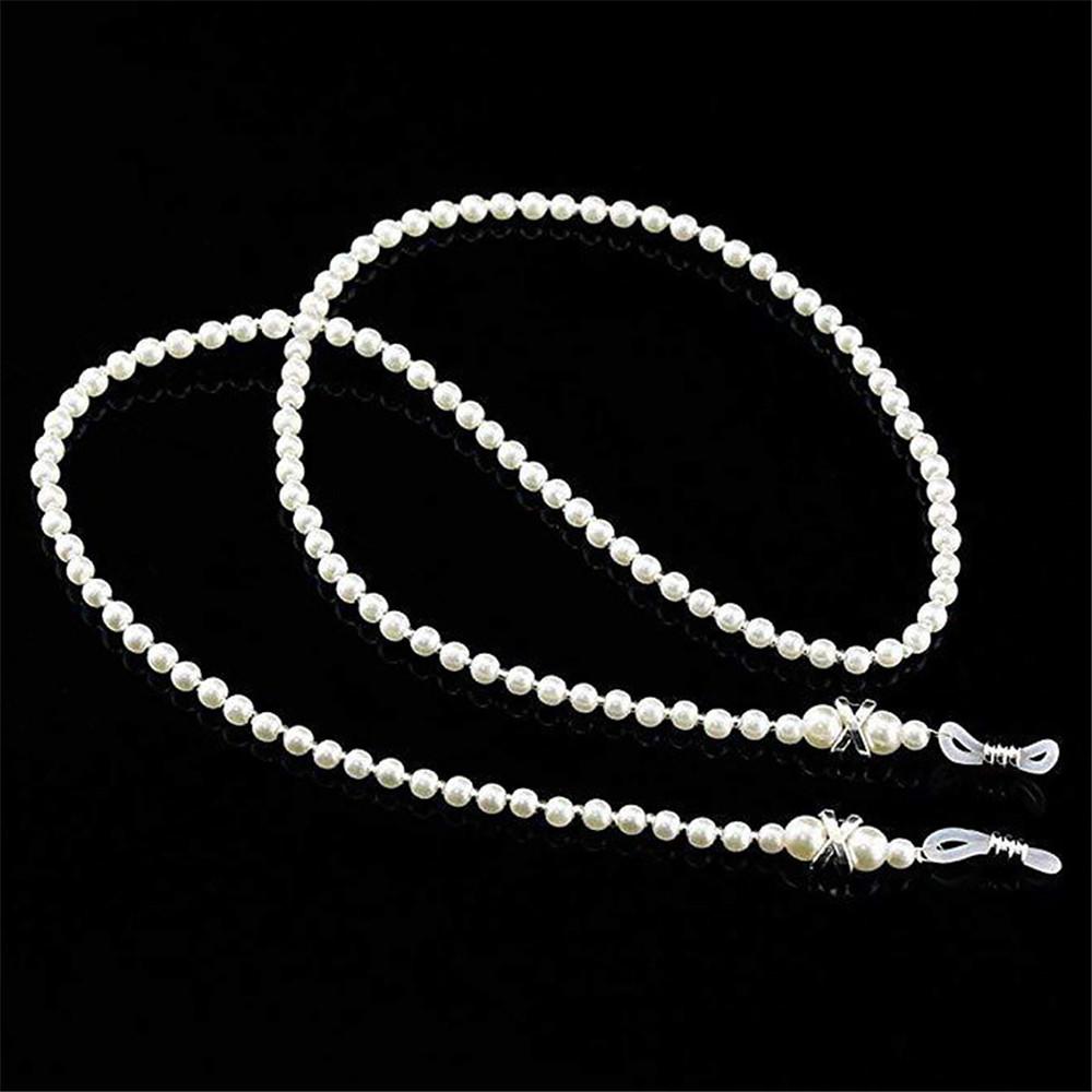 70cm Weiße Perlen Brillen Lesebrillen Sonnenbrillen Kette Mode Rutschfester Lanyard Kordelhalter Seil Für Elegante Frauen