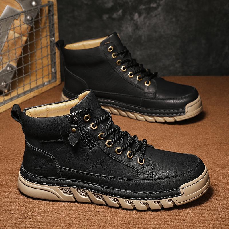 Autumn and Winter New Outdoor Leisure Men's Large Size Martin Boots Fashion Trend Versatile Thick-soled Zhongbang Men's Boots