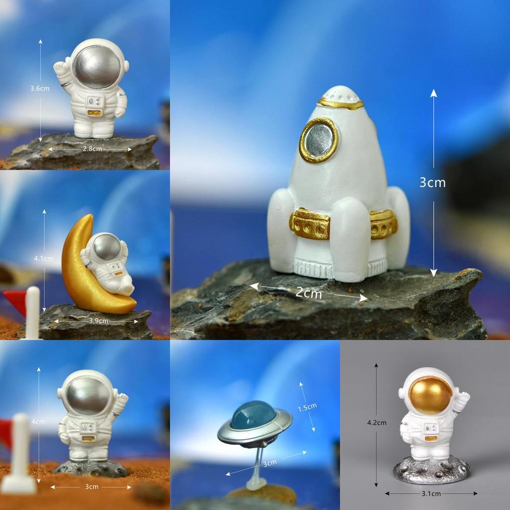 Cute Resin Astronaut Figurine Unique Home Decor Space Theme Cake Topper Accessory