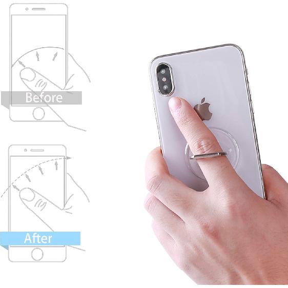 Cell Phone Ring Holder Stand Transparent Finger Grip Loop Finger Ring Stand (Black Sliver Rose Gold Colorful (Round))