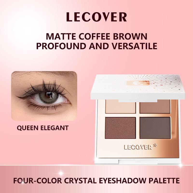LECOVER Four-Color Eyeshadow Palette: Matte, Pearl, Fine Shimmer & Super Flash Highlights for European and American Styles